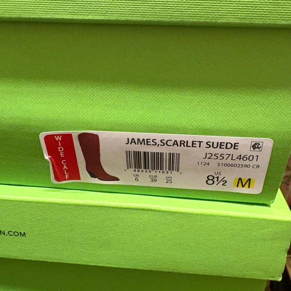 Sam Edelman NWT James Suede Western Boots in RED SCARLET in Sz 7, 8, 8.5 (W) - Picture 9 of 9